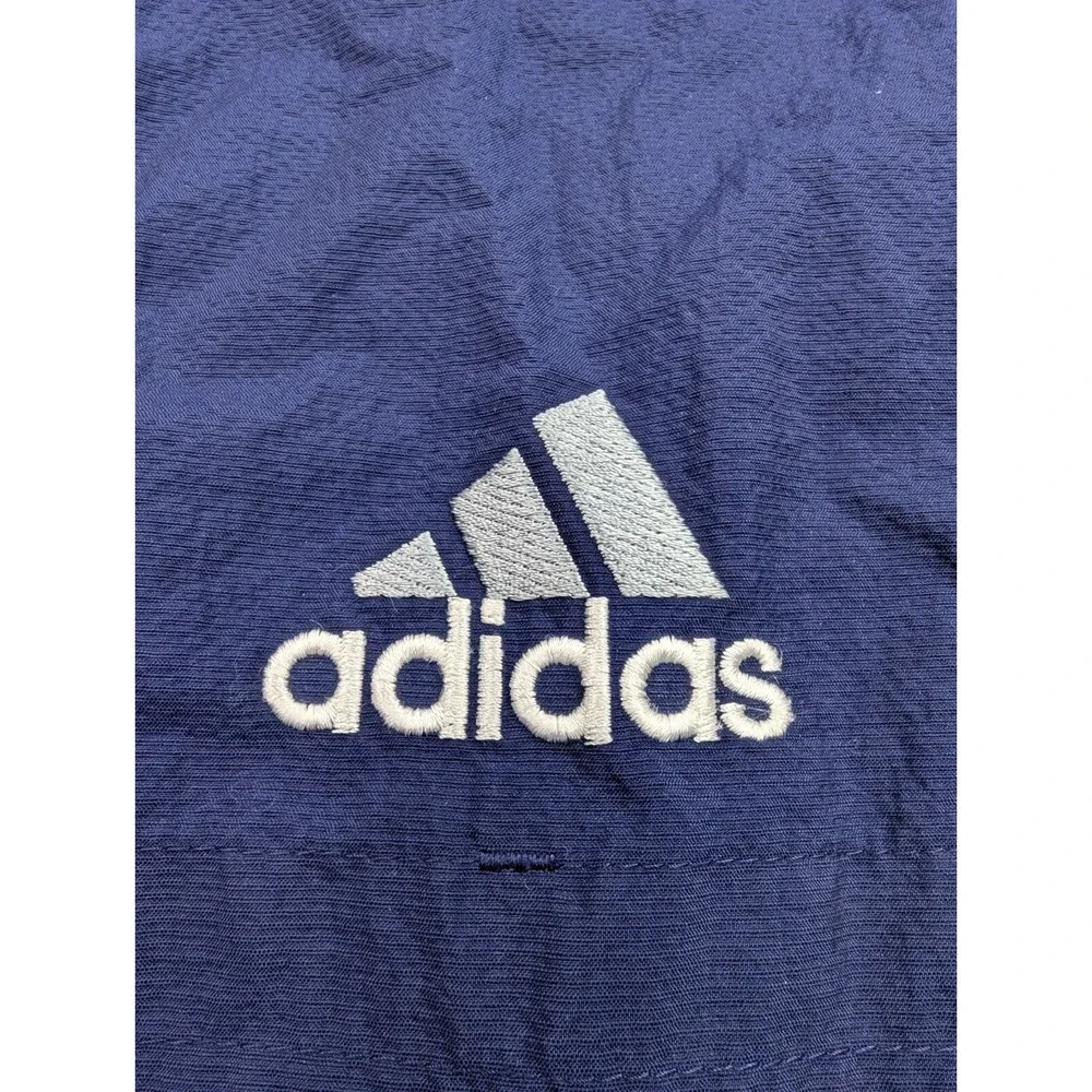 Vintage Adidas Track Jacket XL Navy White 90s 3 Stripe Logo Retro Windbreaker